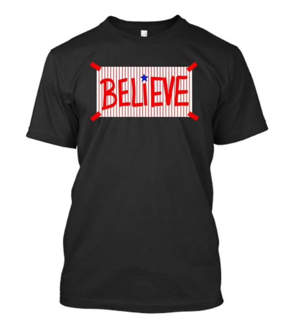 Philadelphia Phillies Believe Star Red Stripes T-Shirt