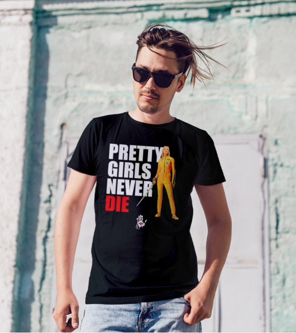 Pretty Girls Never Die Uma Yellow Jumpsuit Sword T-Shirt