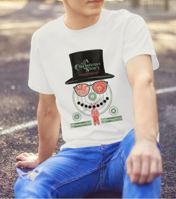 A Christmas Story Ralphie Parker Shooting Range With Top Hat And Glasses T-Shirt