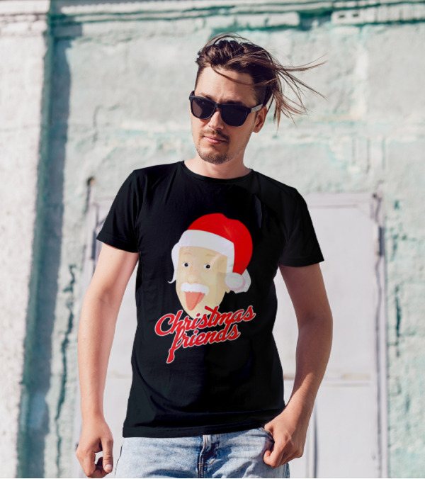 Albert Einstein Santa Hat Christmas Friends T-Shirt