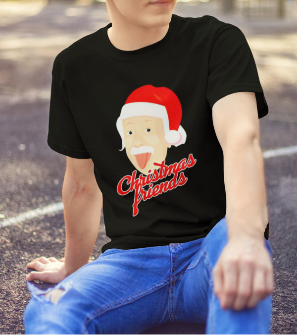 Albert Einstein Santa Hat Christmas Friends T-Shirt