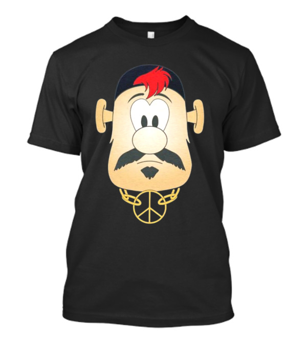 Blooper Strider Cartoon Face With Peace Necklace T-Shirt