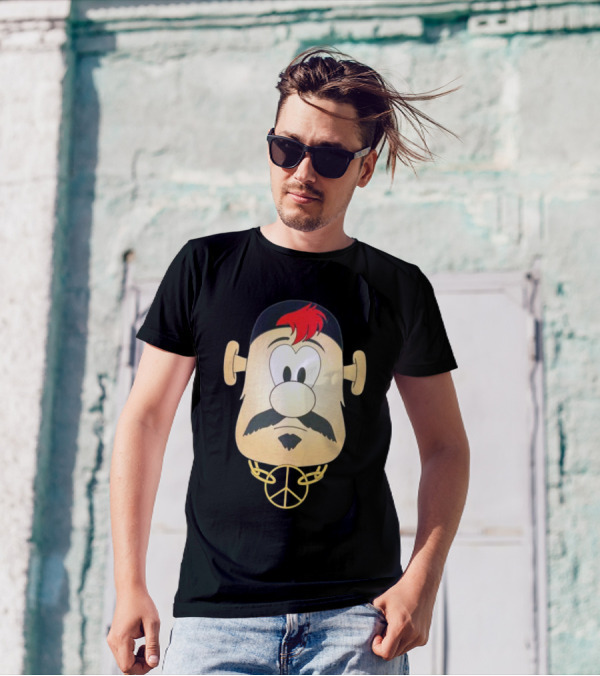 Blooper Strider Cartoon Face With Peace Necklace T-Shirt