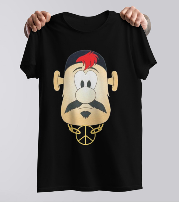 Blooper Strider Cartoon Face With Peace Necklace T-Shirt