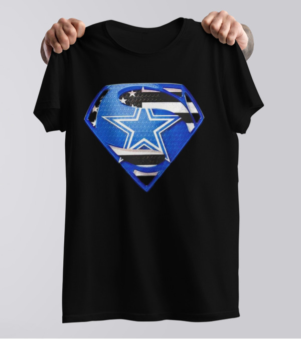 Dallas Cowboys Superman Icon With American Flag Elements T-Shirt