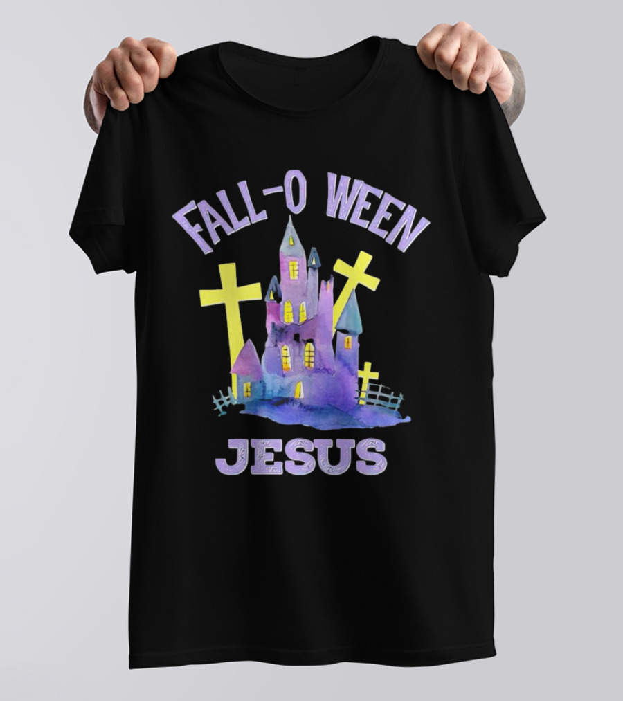 Falloween Jesus Haunted Castle With Crosses T-Shirt