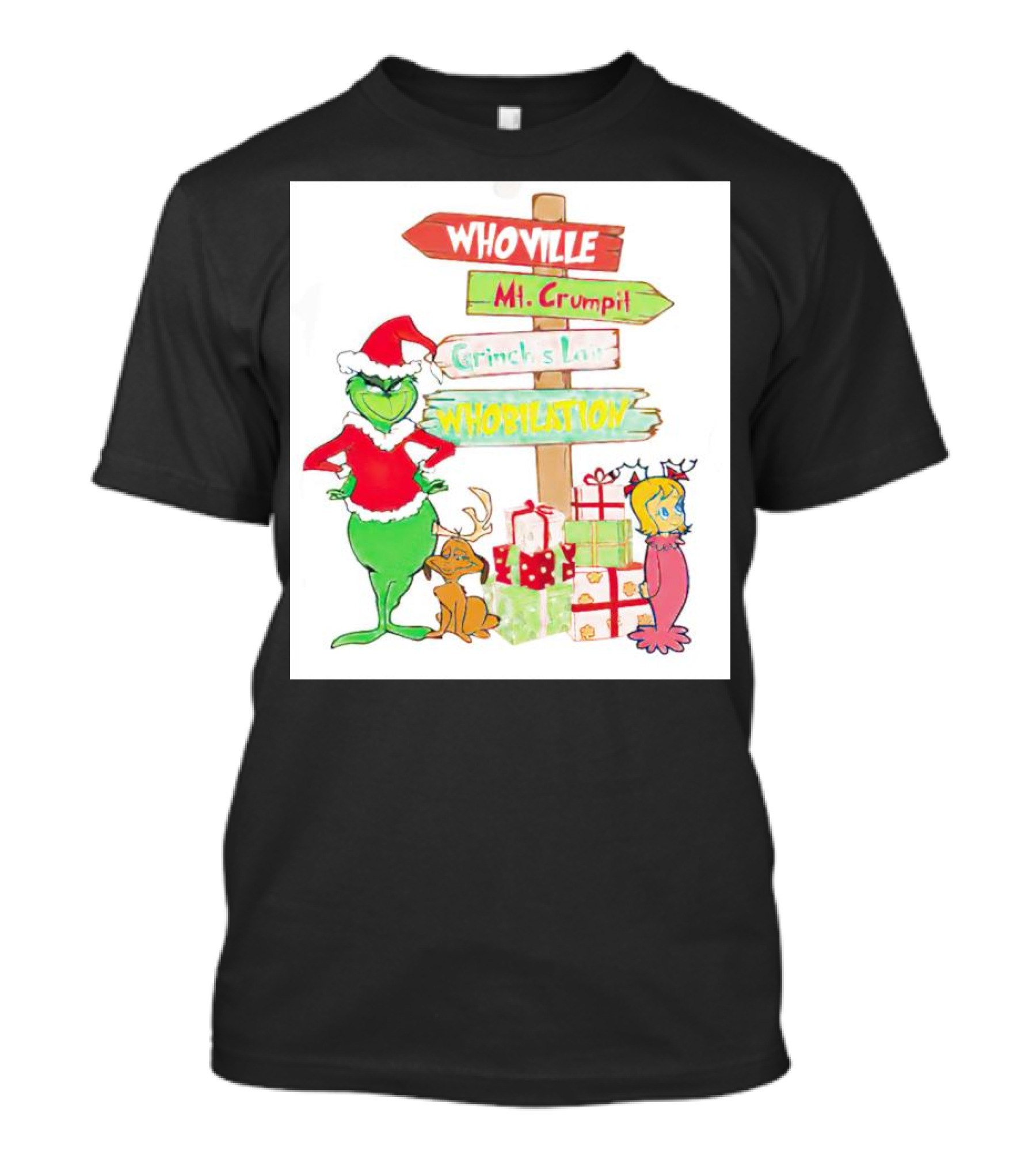 Whoville Mt. Crumpit Grinch’s Lair Whobilation Christmas Scene With Grinch And Max T-Shirt