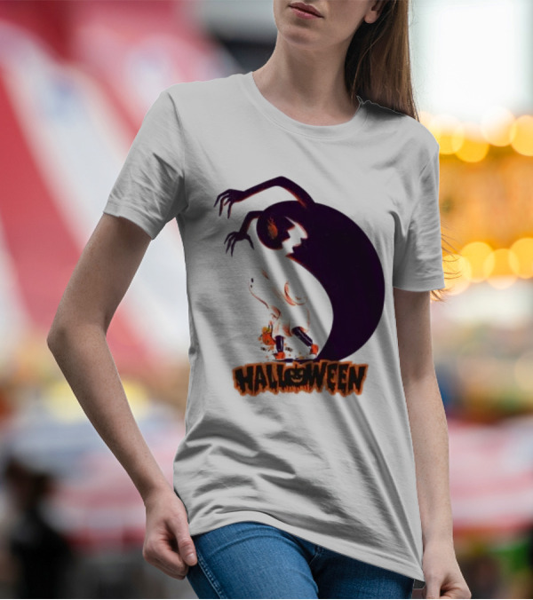 Happy Halloween Spooky Shadow Ghost With Pumpkin T-Shirt