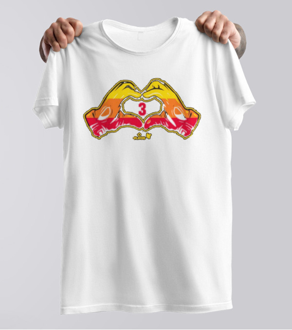 Jeremy Peña Number 3 Heart Hands Houston Baseball Players T-Shirt