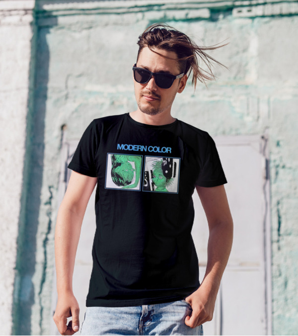 MODERN COLOR FORTRESS Anime Abstract Green Portraits T-Shirt