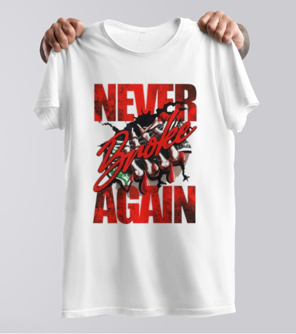 Never Broke Again Red Dripping With Money Seafoam Highlights T-Shirt