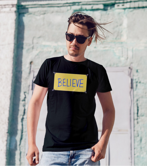 Phillies Believe Ted Believe Yellow Sign T-Shirt