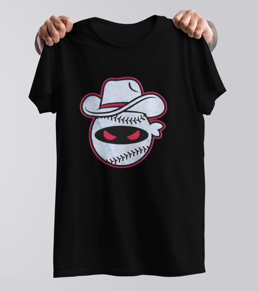 Pitching Ninja Cowboy Baseball Icon Wearing Cowboy Hat T-Shirt