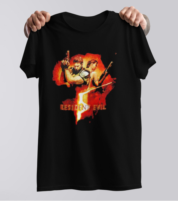 Resident Evil 5 Chris Redfield Sheva Alomar Vintage Retro Game T-Shirt