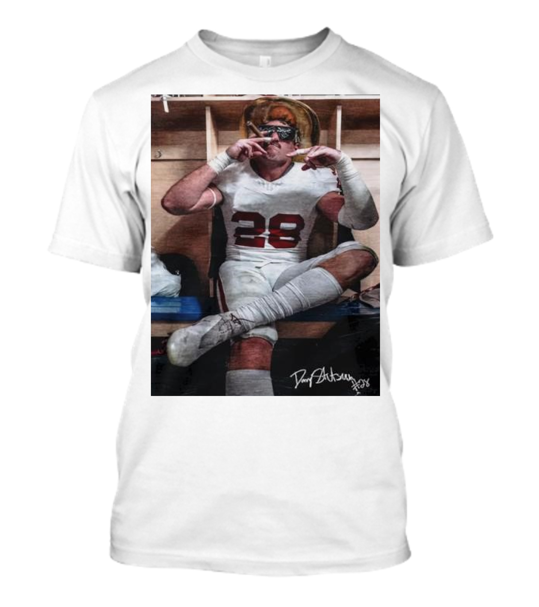 Stutsman Texas Fears Oklahoma 28 Football Locker Room Celebration Posing With Cigar And Signature T-Shirt