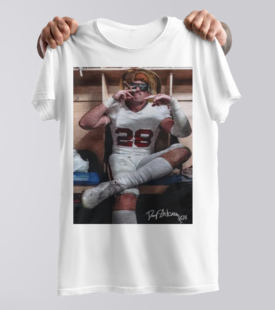Stutsman Texas Fears Oklahoma 28 Football Locker Room Celebration Posing With Cigar And Signature T-Shirt