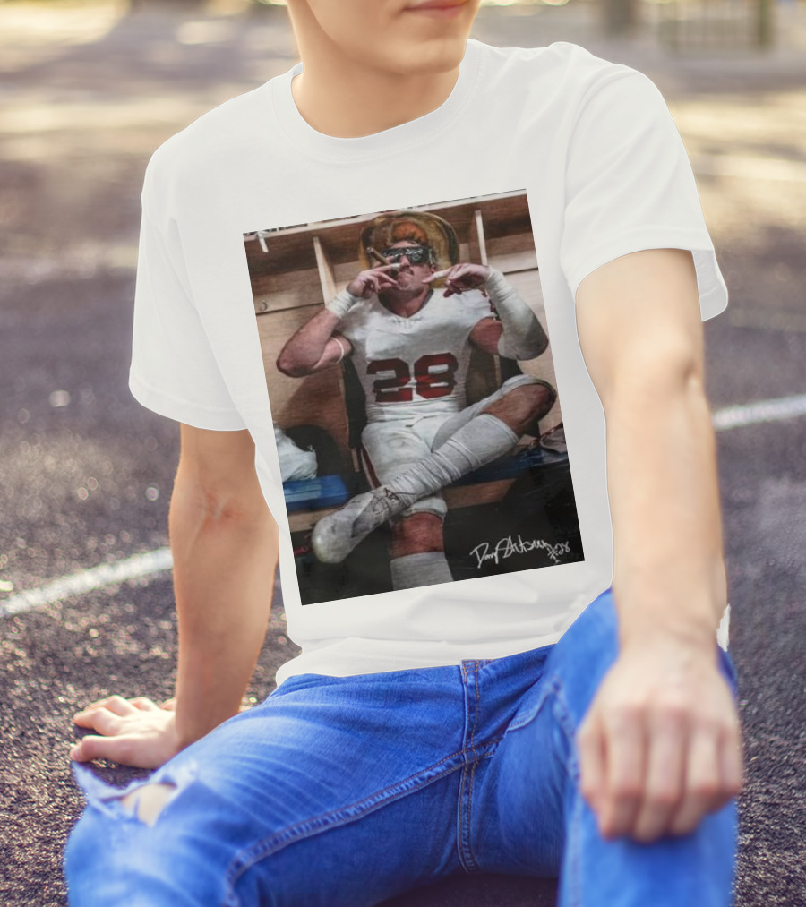Stutsman Texas Fears Oklahoma 28 Football Locker Room Celebration Posing With Cigar And Signature T-Shirt