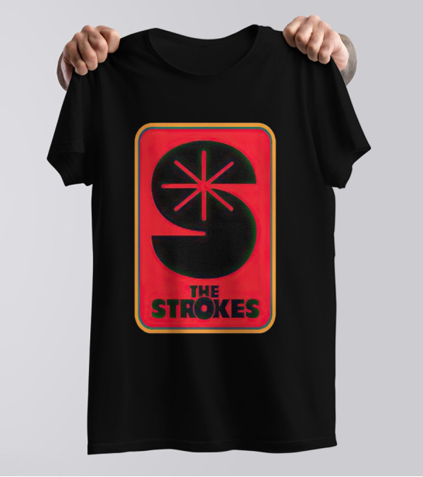 The Strokes Retro Logo Red Black Starburst T-Shirt
