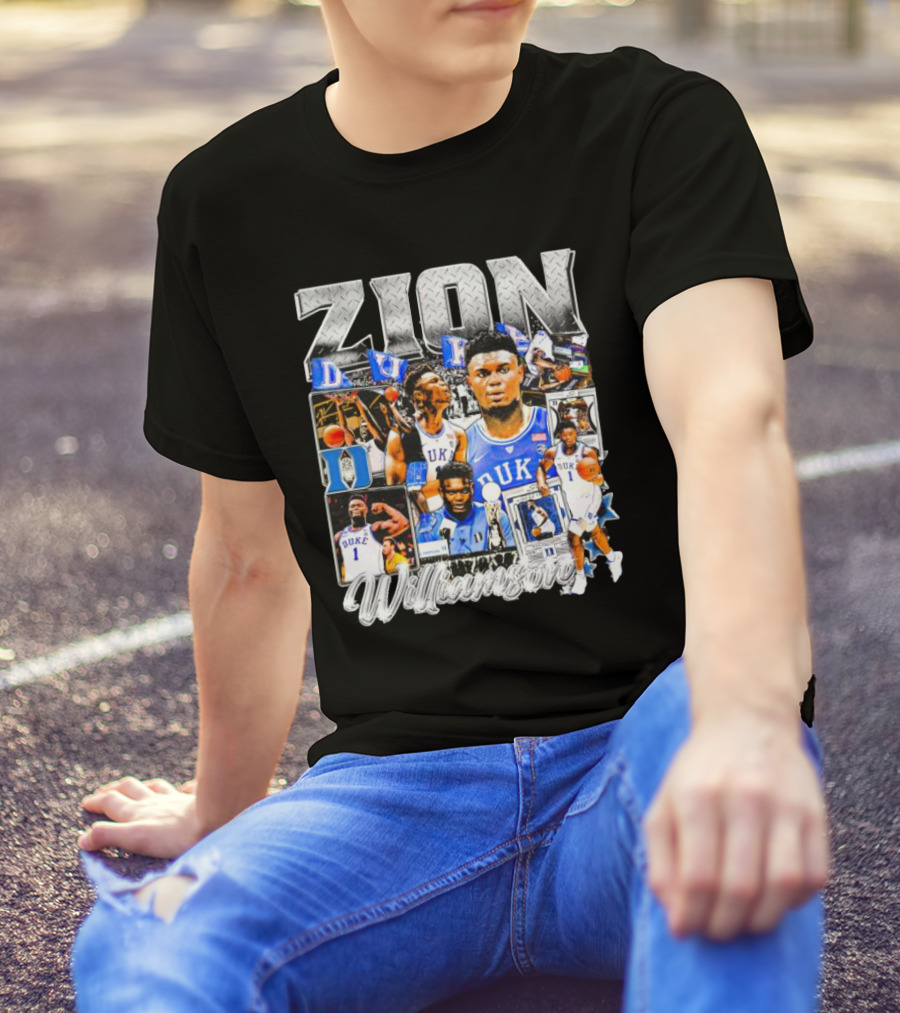 Zion Williamson Duke Blue Devils Collage Basketball Highlights T-Shirt