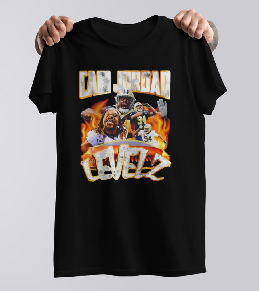 Cam Jordan Levelz Football Flames Action 94 T-Shirt