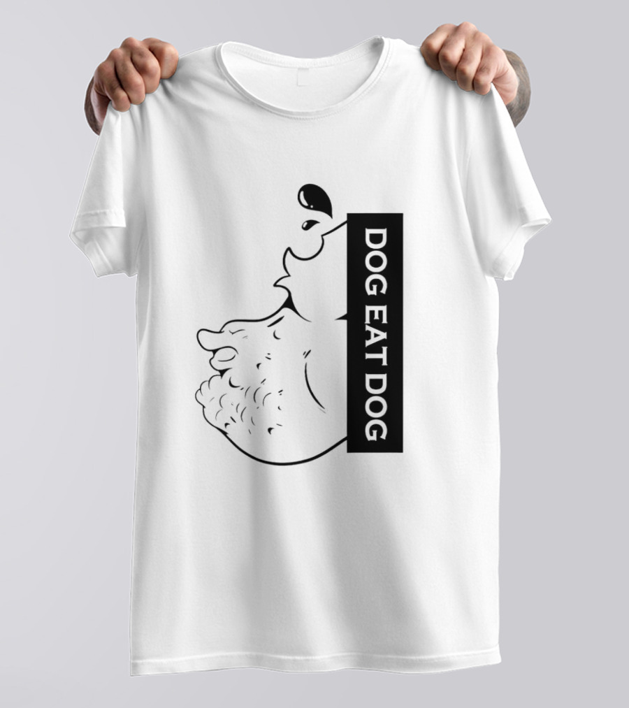 DOG EAT DOG Text With Canine Sketch T-Shirt