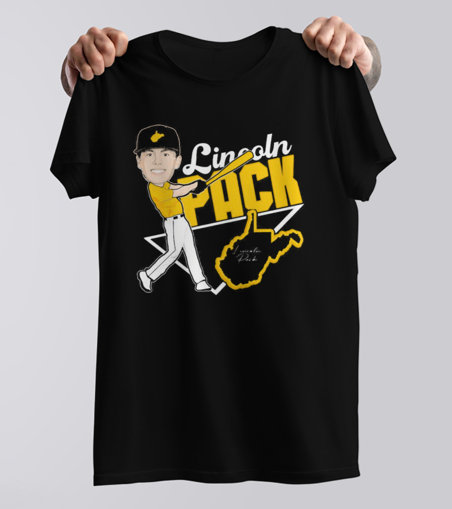 Lincoln Pack Baseball Caricature With Signature And West Virginia T-Shirt