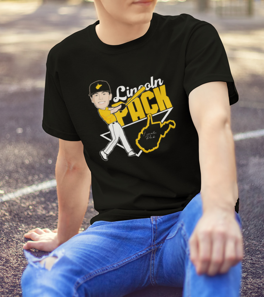 Lincoln Pack Baseball Caricature With Signature And West Virginia T-Shirt