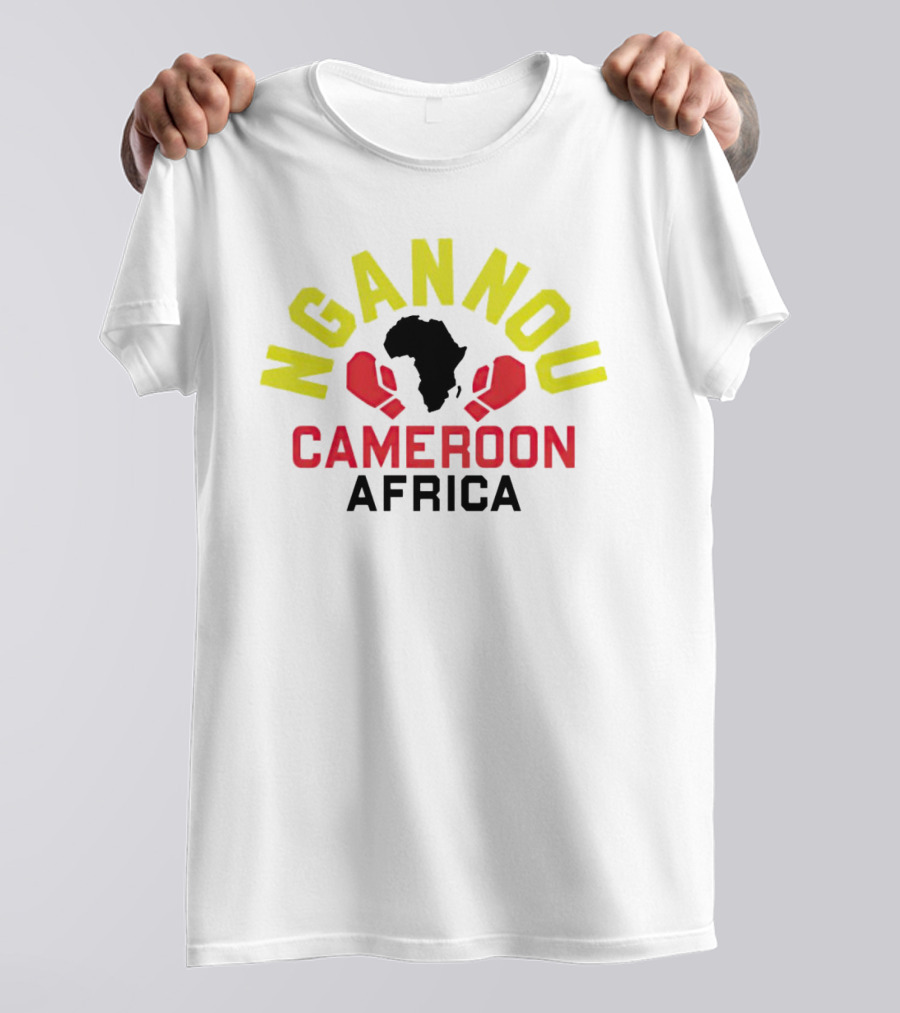 Ngannou Cameroon Africa Boxing Gloves Map T-Shirt