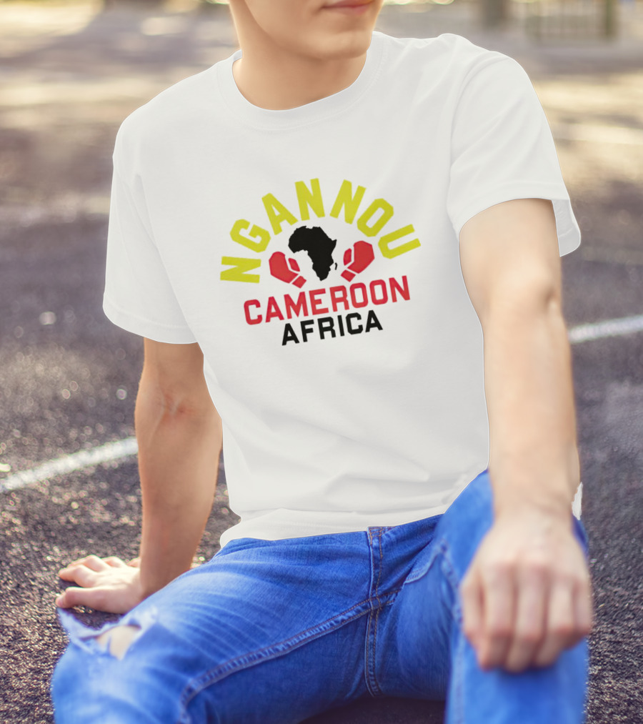 Ngannou Cameroon Africa Boxing Gloves Map T-Shirt