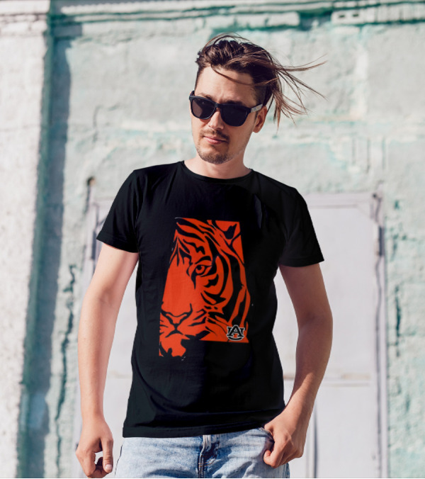 Auburn Tigers A Logo With Striped Tiger Face T-Shirt