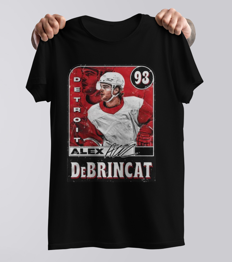 Detroit Alex DeBrincat 93 Card Red And White Hockey T-Shirt