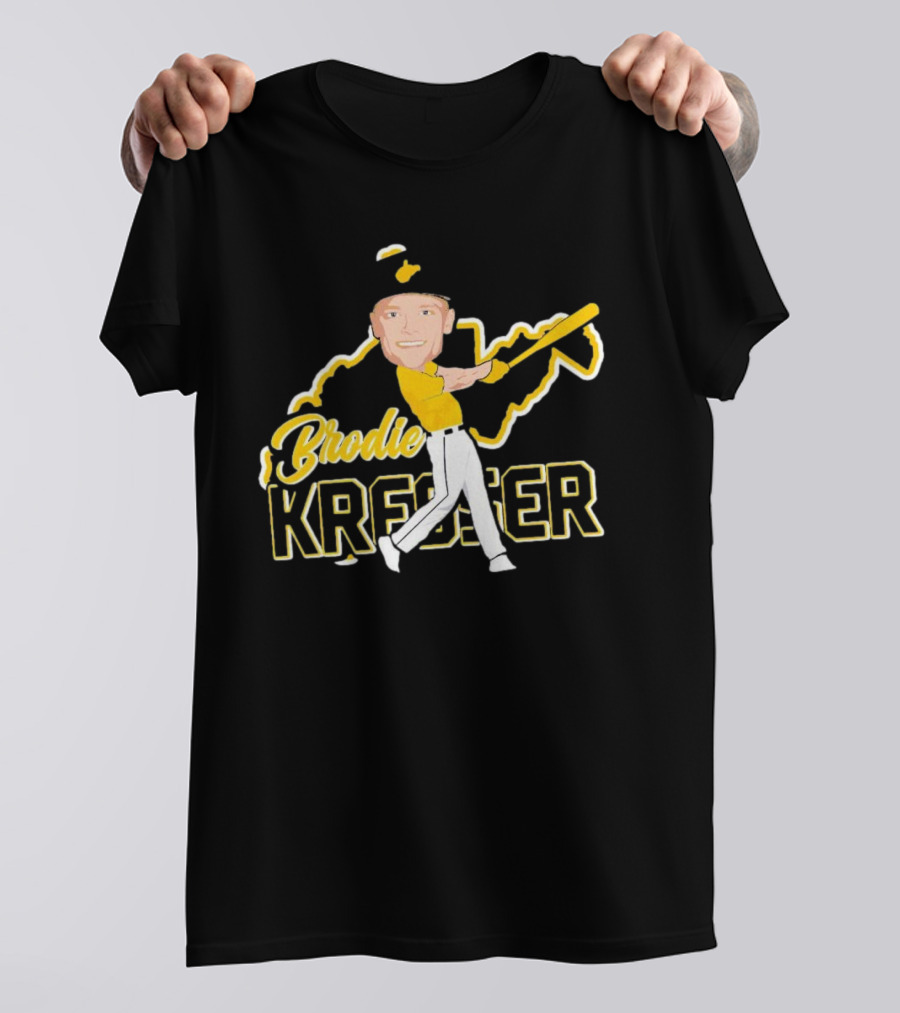 Brodie Kresser Caricature Signature Baseball Player With Bat And Outline T-Shirt
