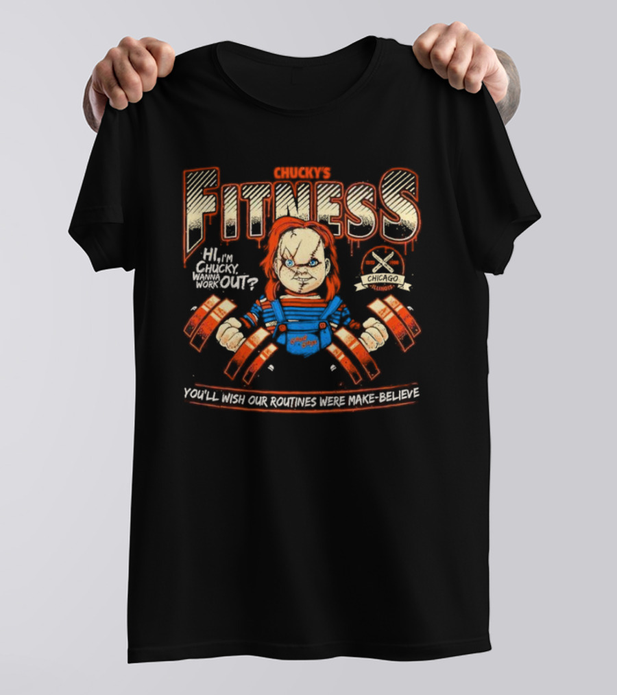 Chucky's Fitness Gym Halloween Chicago Horror Workout Routines T-Shirt