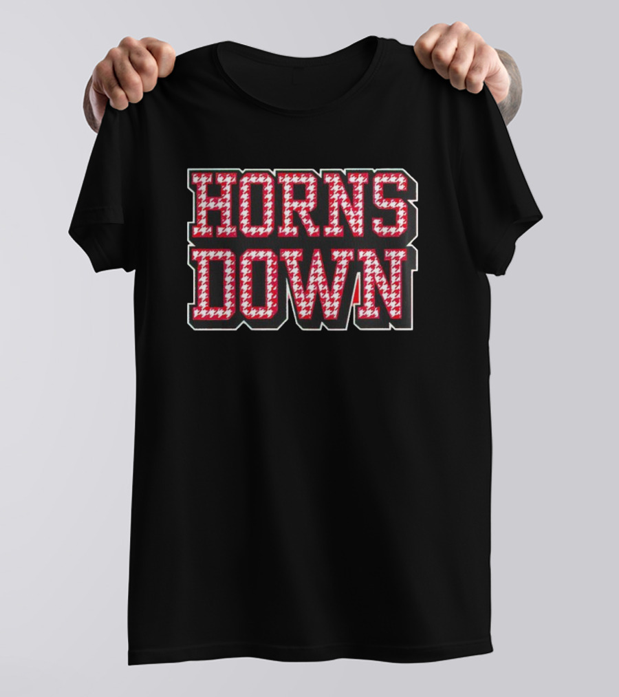 Houndstooth Horns Down Black T-Shirt