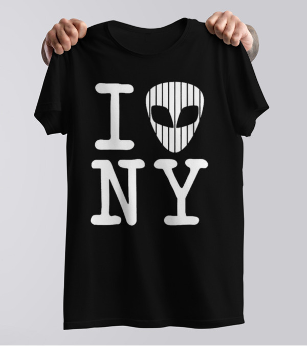 I Alien NY Alien Head Baseball Stripes T-Shirt