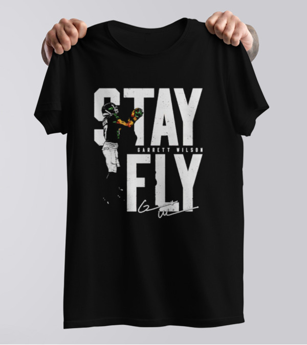 Garrett Wilson Stay Fly New York Jets Signature Catch T-Shirt