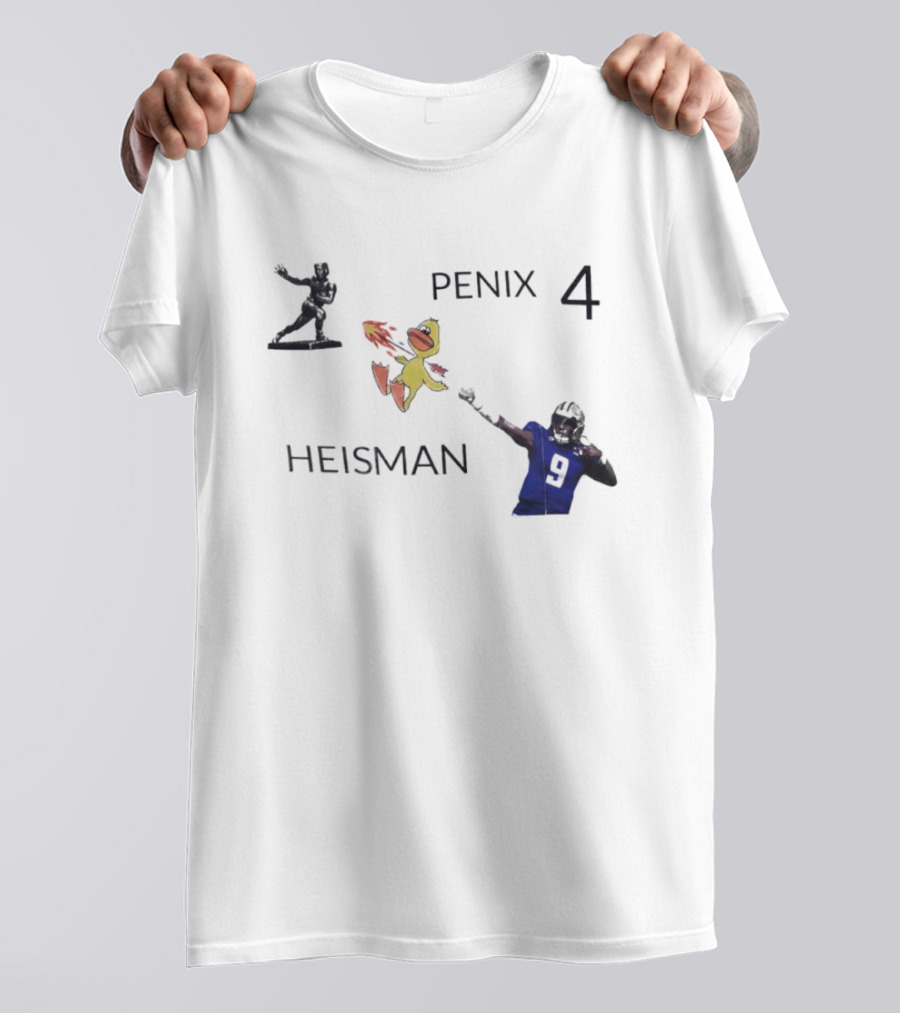 Penix 4 Heisman Football Player Number 9 With Trophy And Mascot Image T-Shirt