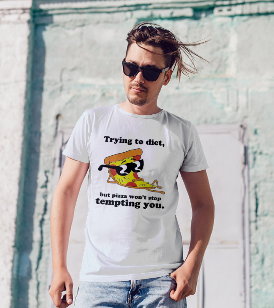 Trying To Diet But Pizza Won’t Stop Tempting You With Relaxed Pizza Slice In Sunglasses T-Shirt