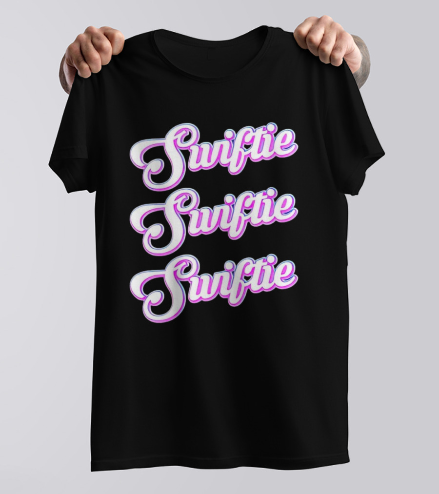 Triple Swiftie Groovy 80’s Style Retro Pink Typography T-Shirt