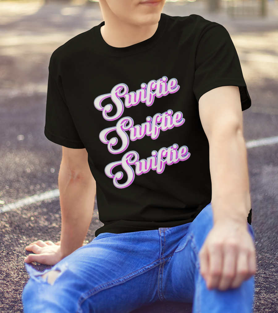 Triple Swiftie Groovy 80’s Style Retro Pink Typography T-Shirt