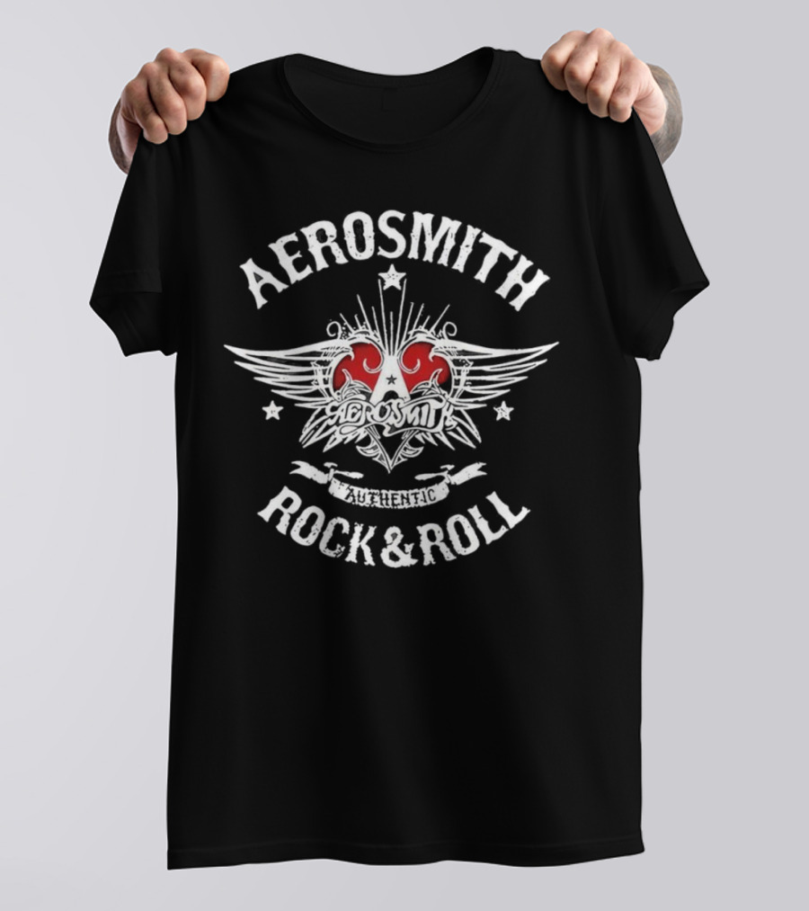 Aerosmith Authentic Rock And Roll Wings And Heart T-Shirt