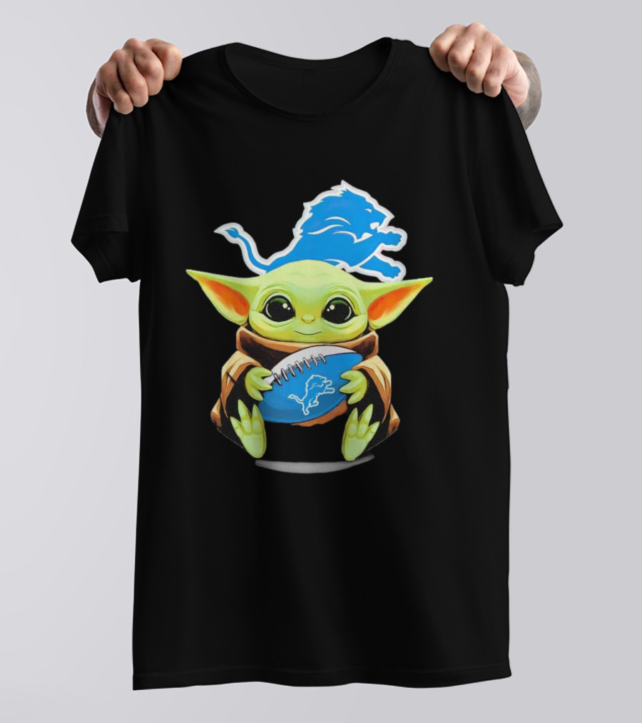 Baby Yoda Detroit Lions Football Fan T-Shirt