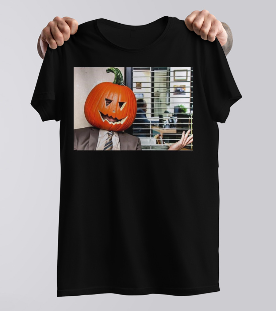 Dwight Schrute Pumpkin Head Halloween Office Scene T-Shirt