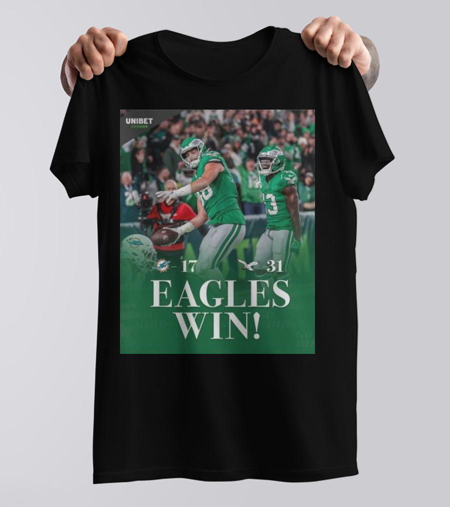 Eagles Win Over Dolphins 31-17 NFL Game Unibet Sports Highlight T-Shirt