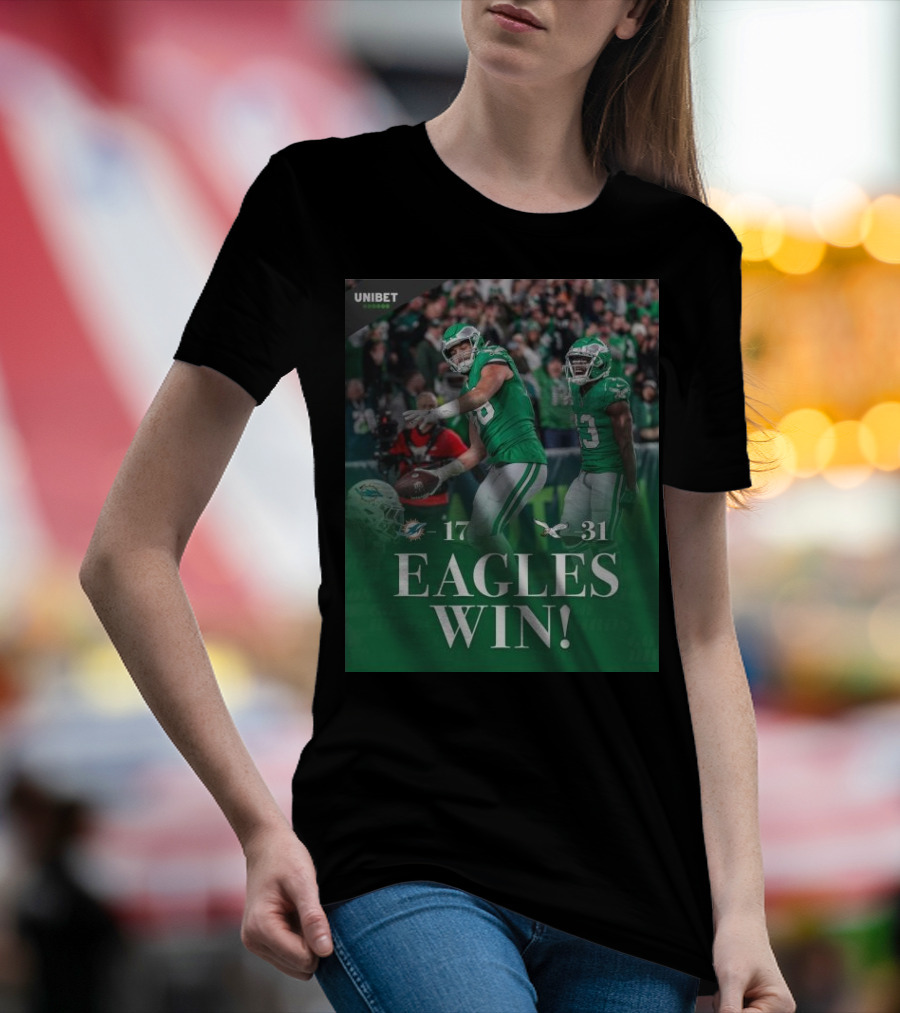 Eagles Win Over Dolphins 31-17 NFL Game Unibet Sports Highlight T-Shirt
