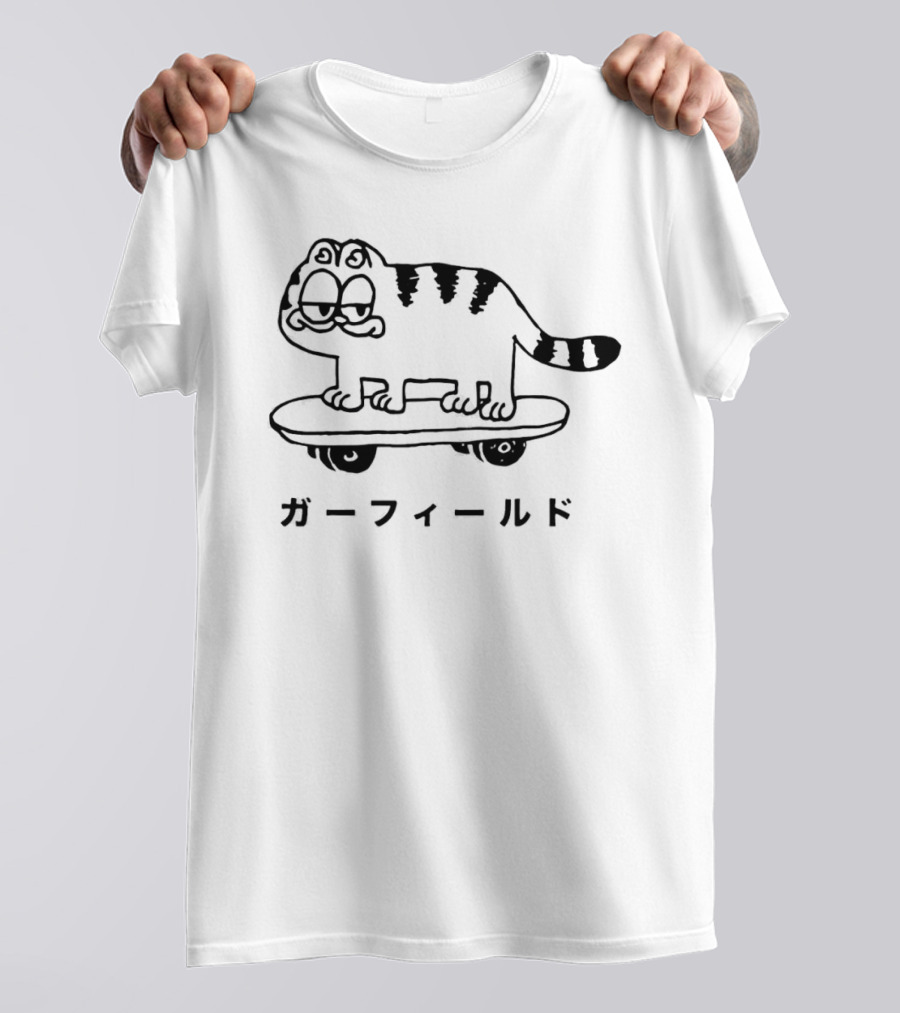 Garfield Cat Skateboard ガーフィールド T-Shirt