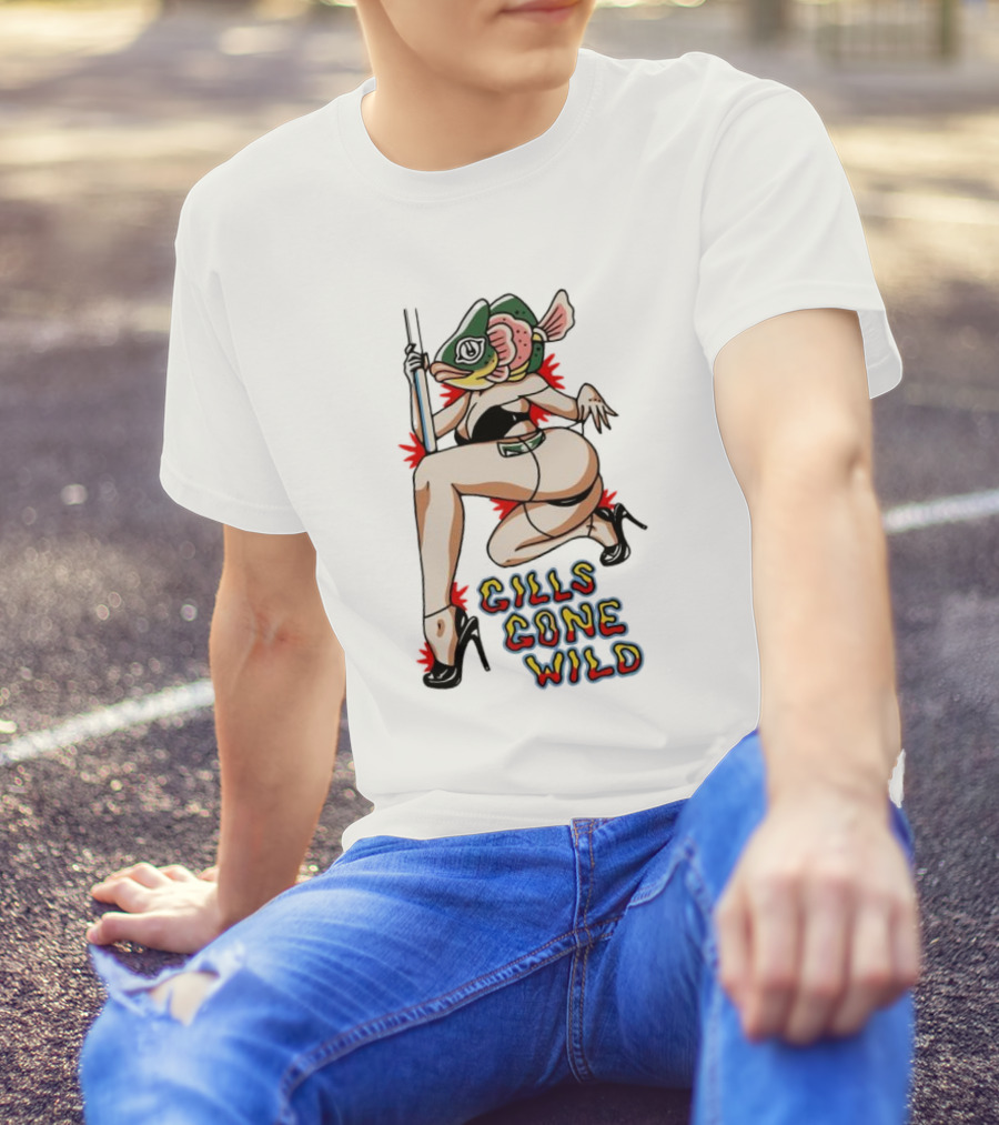 Gills Gone Wild Fish-Headed Dancer On Pole T-Shirt