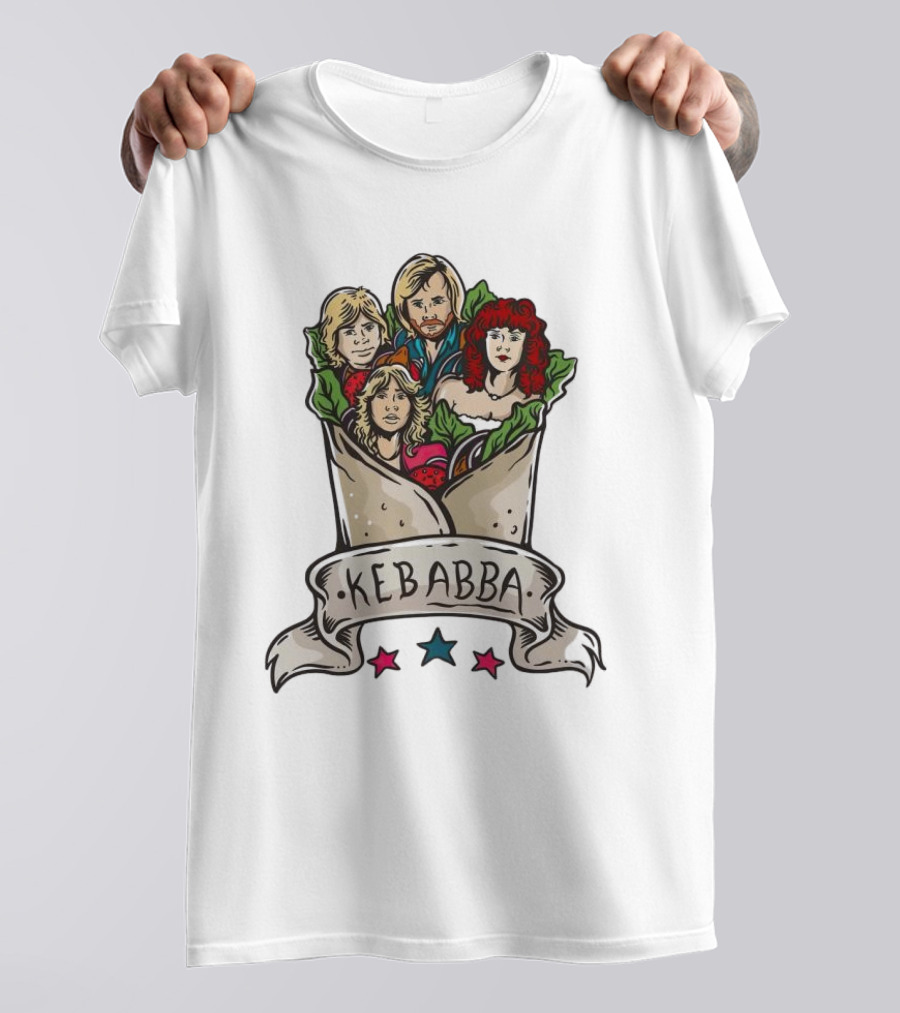Kebabba Kebab 70s Style Characters In Wrap With Stars T-Shirt