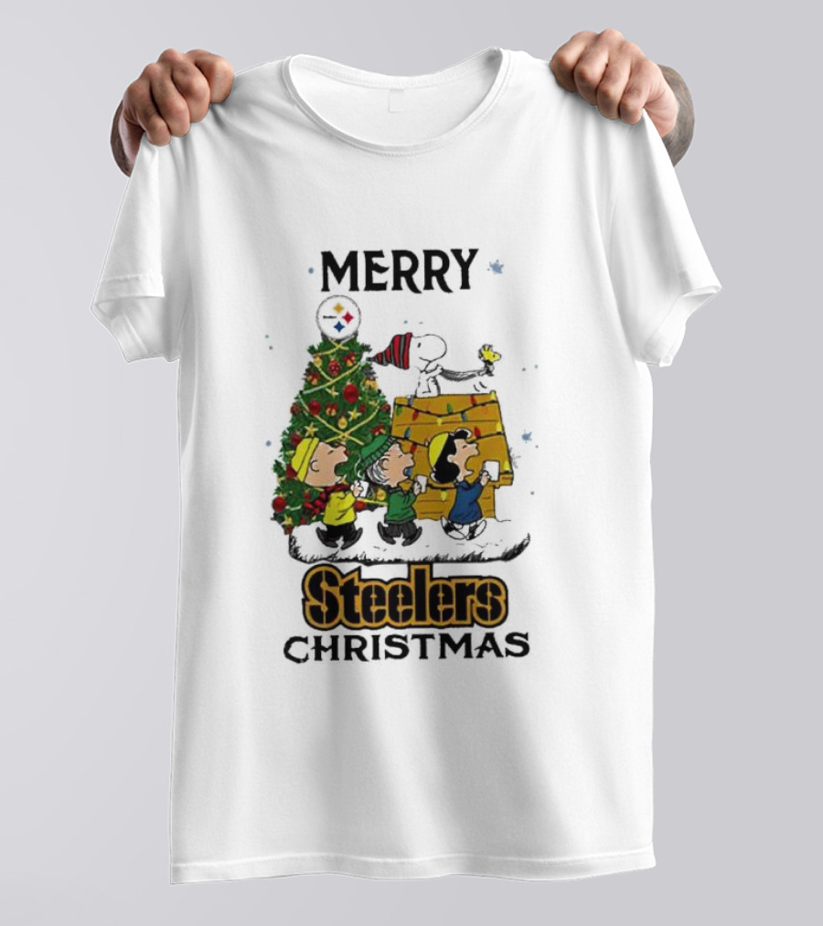 Merry Christmas Pittsburgh Steelers Peanuts Characters T-Shirt
