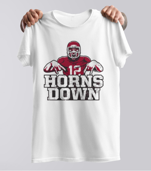 Oklahoma College Number 12 Horns Down Football Player Gesture T-Shirt